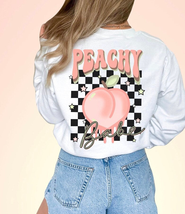Retro peachy, peachy Babe, just peachy, feeling peachy, I look better bent over, trendy personalized tee or thing
